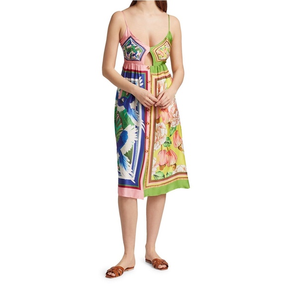 NEW Farm Rio Double Scarves Pastel Midi Dress Small - Picture 9 of 17